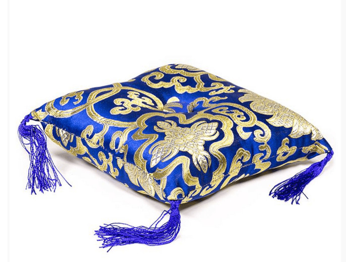 Coussin fleuri bleu pour bol tibétain