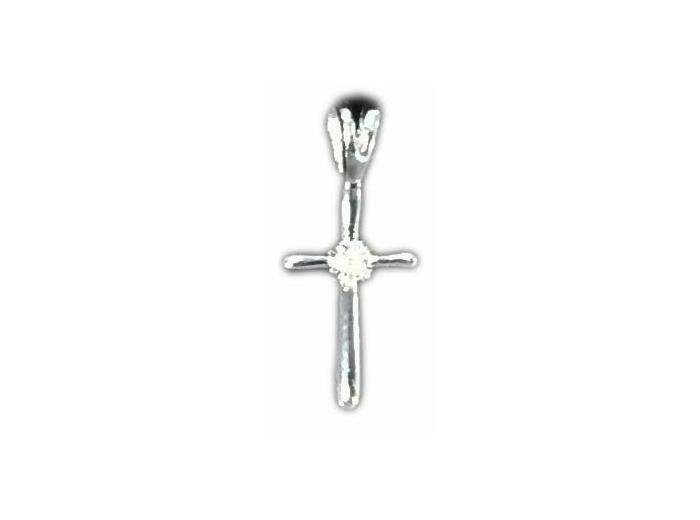 Croix en Argent 925 9x17mm avec Oxyde de Zirconium