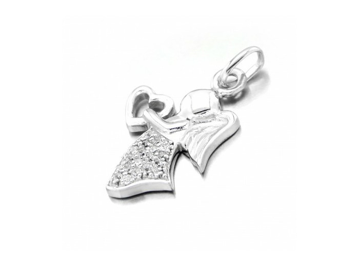 Pendentif en Argent 925 - ANGE COEUR 20mm