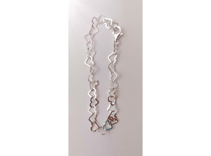 Bracelet en Argent 925 - COEURS 80 19CM