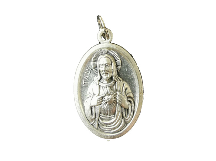 Médaille 22mm Ovale en métal argenté - SACRÉ COEUR