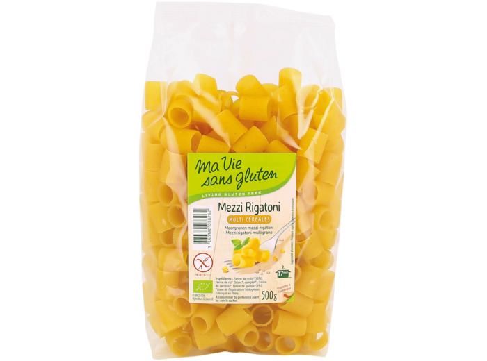 Mezzi Rigatoni bio-SANS GLUTEN-multi céréales-500G-Ma vie sans gluten