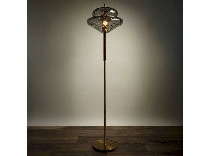 Lampadaire Osana Led Verre fumée gris métal 45x45x160cm