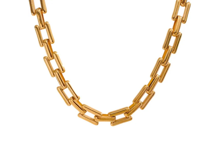 Collier Chaîne Femmes à Mailles Rectangulaire Doré Or Jaune