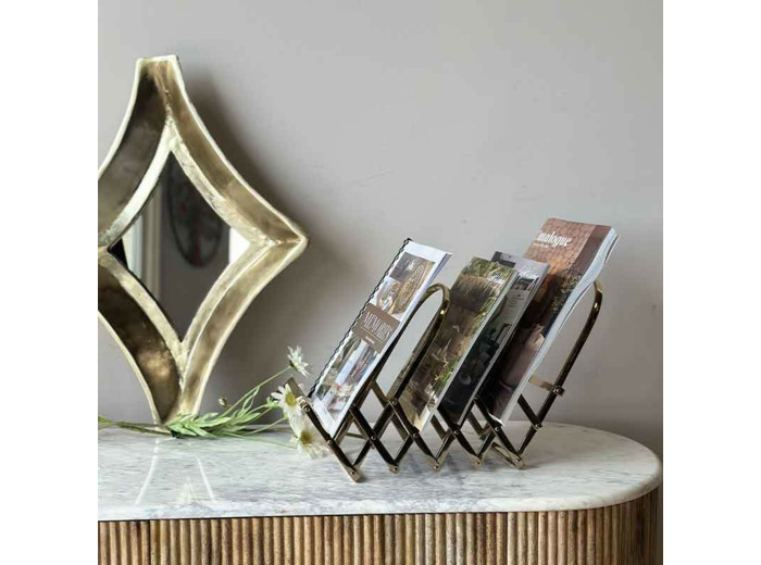 Porte revue aluminium doré 64x13x26cm