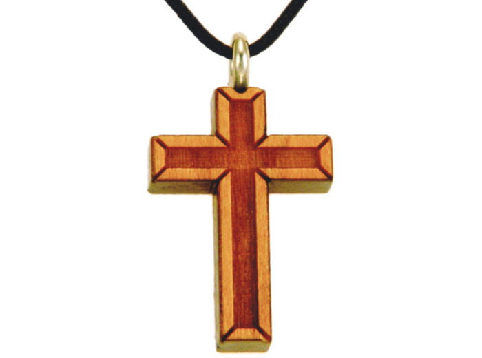 Croix en Bois d'Erable Vernis 2,5cm avec Cordon - 2 TONS