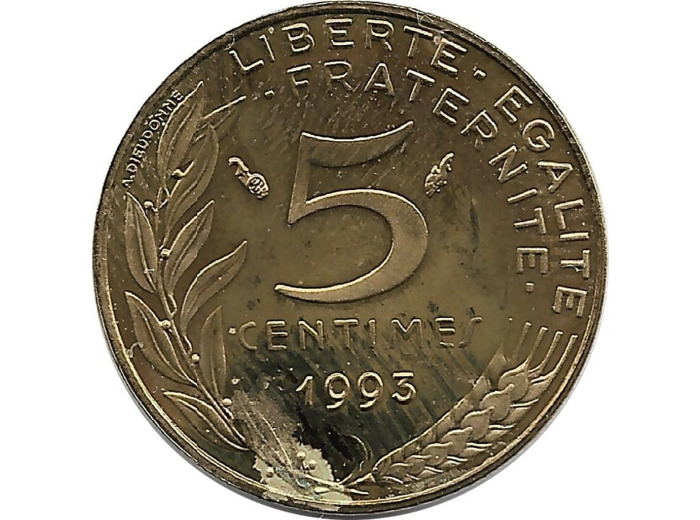 FRANCE 5 CENTIMES LAGRIFFOUL 1993 BE tache