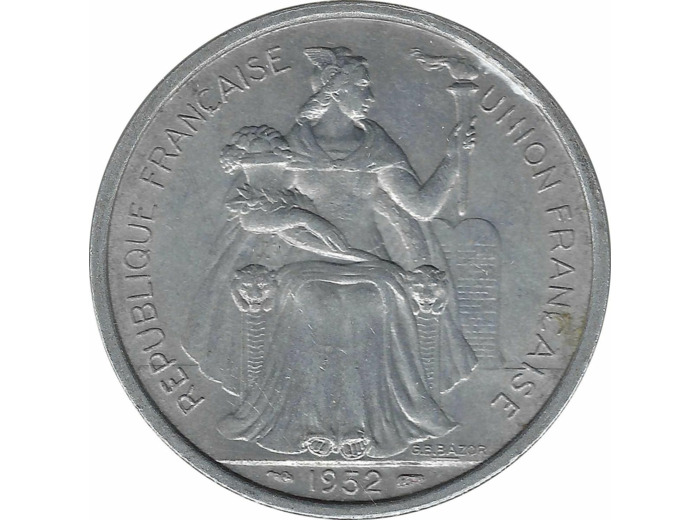 NOUVELLE CALEDONIE 5 FRANCS 1952 TTB+