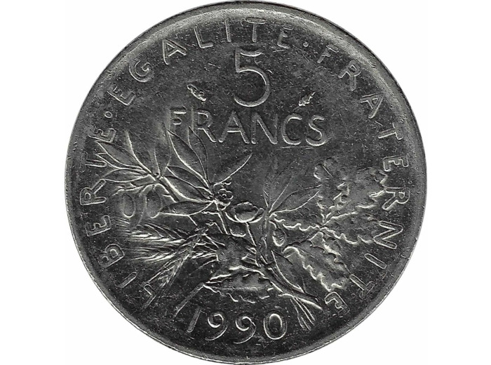 FRANCE 5 FRANCS ROTY 1990 SUP-