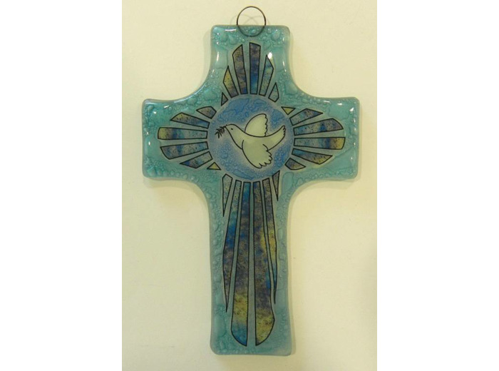 Croix en verre 8x12cm- COLOMBE-RAYONS