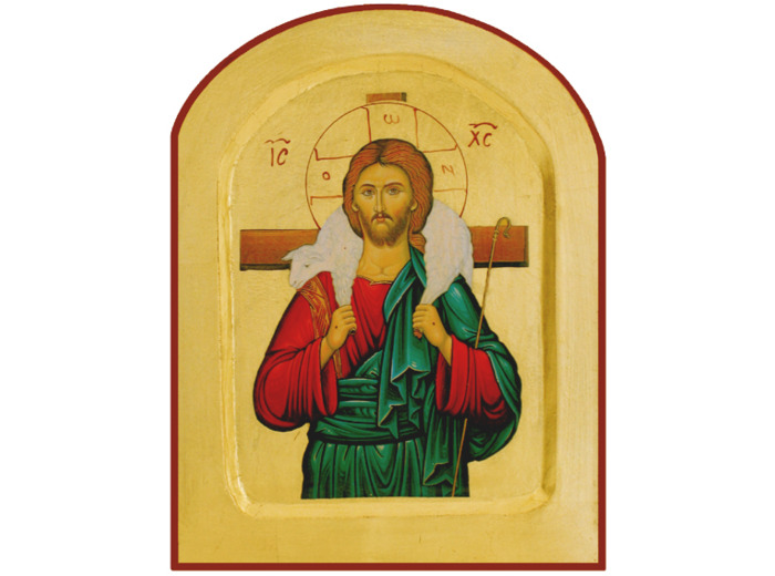 Icône dorée incurvée arrondie 18*23cm - CHRIST BON PASTEUR
