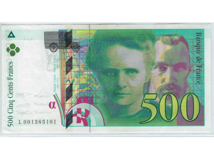 FRANCE 500 FRANCS PIERRE ET MARIE CURIE 1994 ALPHABET L.0013--- SPL