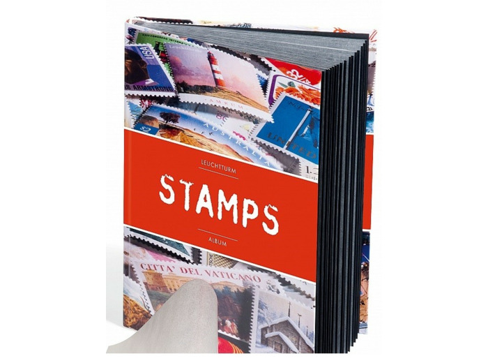CLASSEUR timbres DIN A4 32 PAGES NOIRES AVEC MOTIF DE TIMBRES 361242