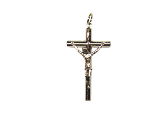 Croix 27mm en Métal Argenté Avec Christ