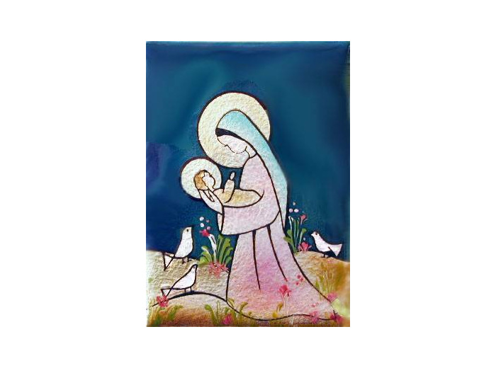 Vierge aux Colombes 11,6X8,4cm - EMAUX DU LIBAN