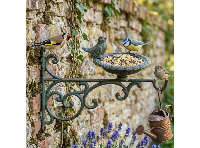 Mangeoire oiseau potence murale 22x13x28cm