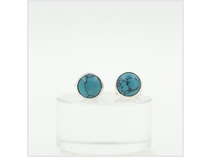 Puces Turquoise en argent massif