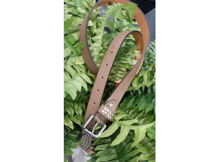 CTF1- 041Ceinture femme cuir taupe, blanc