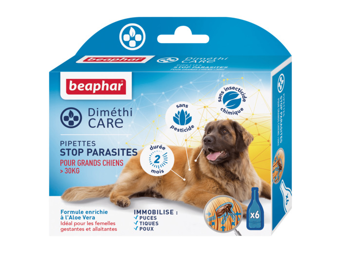 DIMETHICARE Pipettes Stop Parasites pour grand chien (>30 kg) - 6 x 4.5 ml