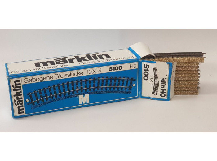 MARKLIN 5100 - BOITE DE 10 ELEMENTS DE VOIE COURBE RAIL BOITE D'ORIGINE BLEUE