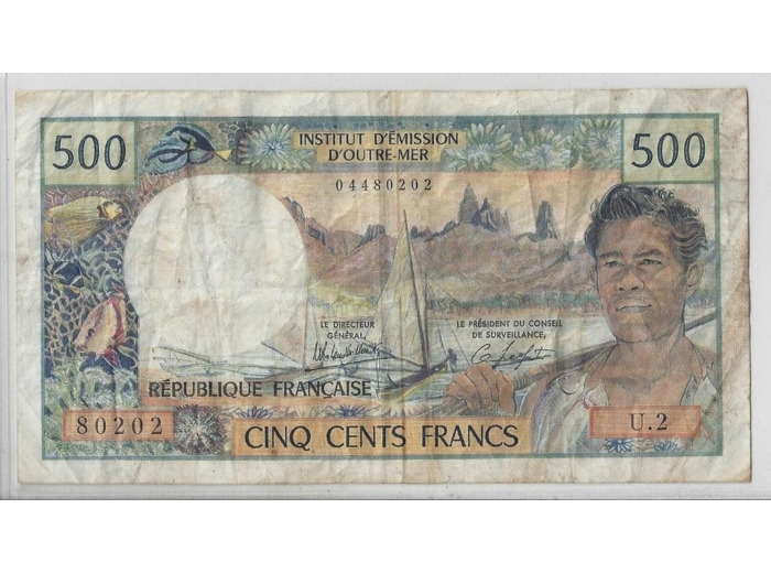 TAHITI PAPEETE 500 FRANCS ND 1983 Serie U.2  TB+