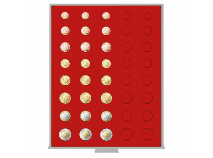 BOX MONNAIES STANDARD POUR 5 SERIES EURO COURANTES 2555 ROUGE