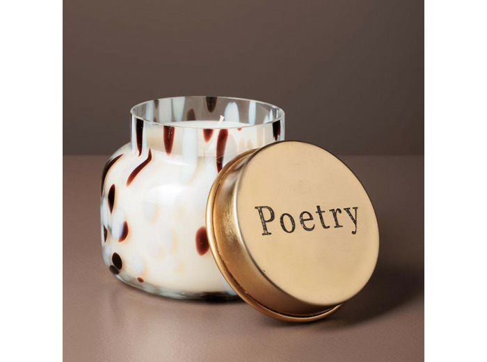 Bougie Blanche couvercle Poetry 1 Mèche 9x12cm