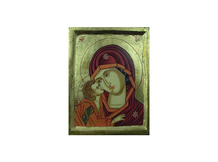 Icône dorée 12x15cm Peinte à la main-Vierge de l'AMOUR+boite