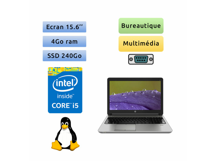 HP ProBook 650 G1 - Linux - i5 4Go 240Go SSD - 15.6 - Ordinateur Portable PC