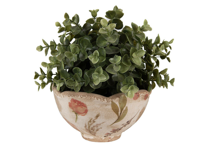 Pot de fleurs ondulé céramique beige rose 9x16x16cm