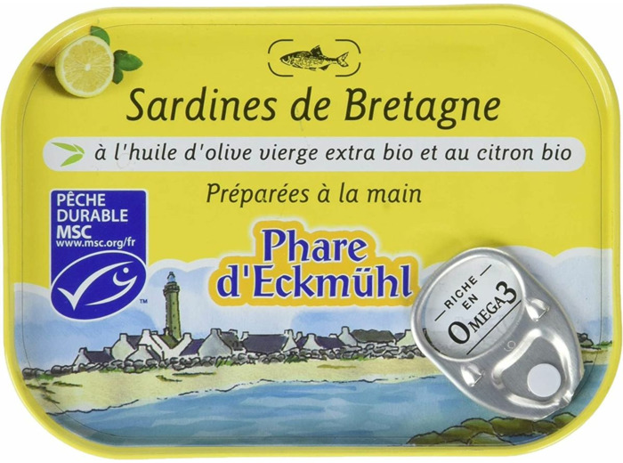 SARDINES HUILE OLIVE CITRON 135G Phare d Eckmühl