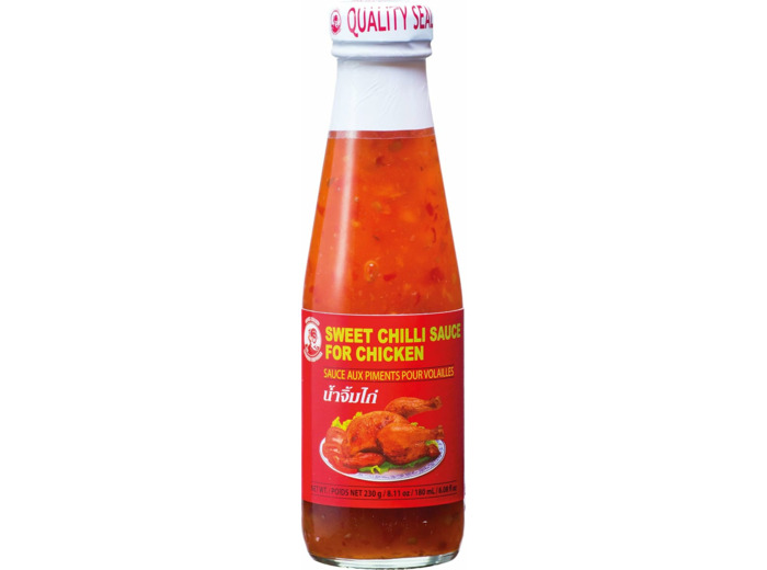 Cock Sauce chili sucrée pour poulet, épicé moyen, cuisine thaïlandaise authentique, végétalienne, halal et sans gluten - 1 x 180 ml