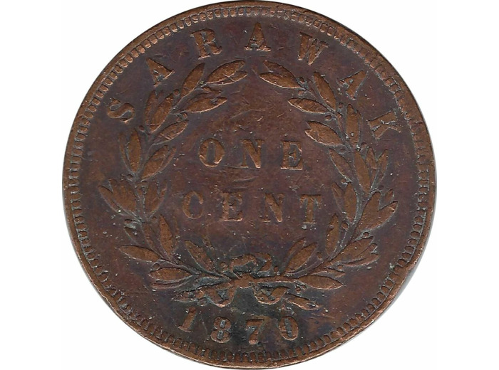 SARAWAK 1 CENT 1870 TB+