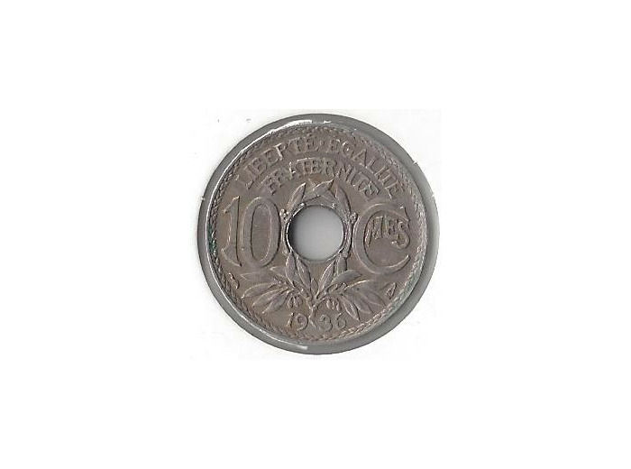 FRANCE 10 CENTIMES LINDAUER 1936 TTB