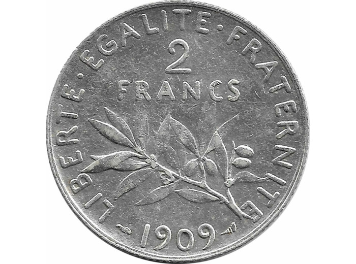 FRANCE 2 FRANCS SEMEUSE 1909 TTB+