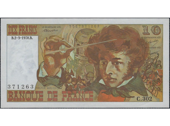 FRANCE 10 FRANCS BERLIOZ 2-3-1978 C.302 SPL 371263