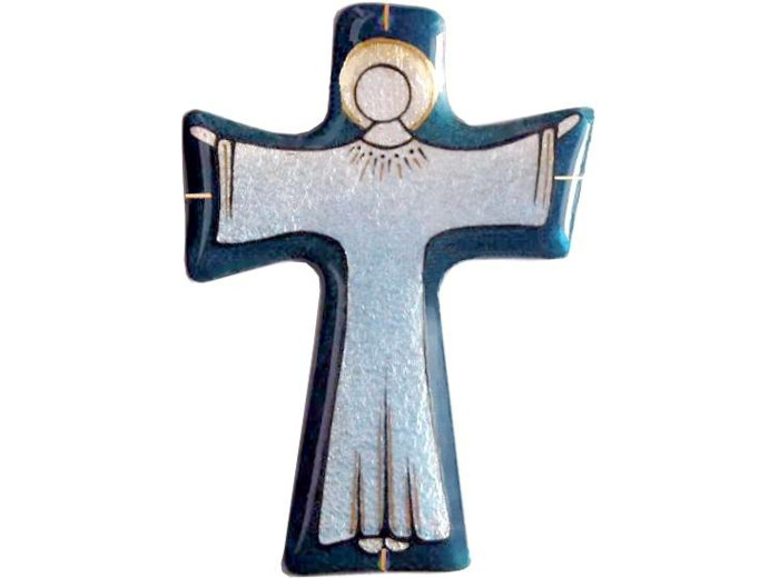 Croix simple bleu 10,9X7,6cm - EMAUX DU LIBAN