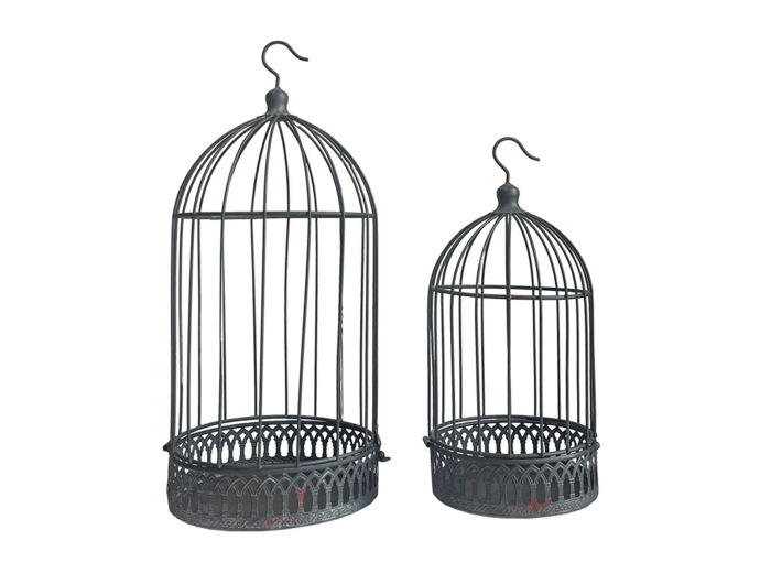 Ensemble 2 cages plantes fer noires 20x47cm
