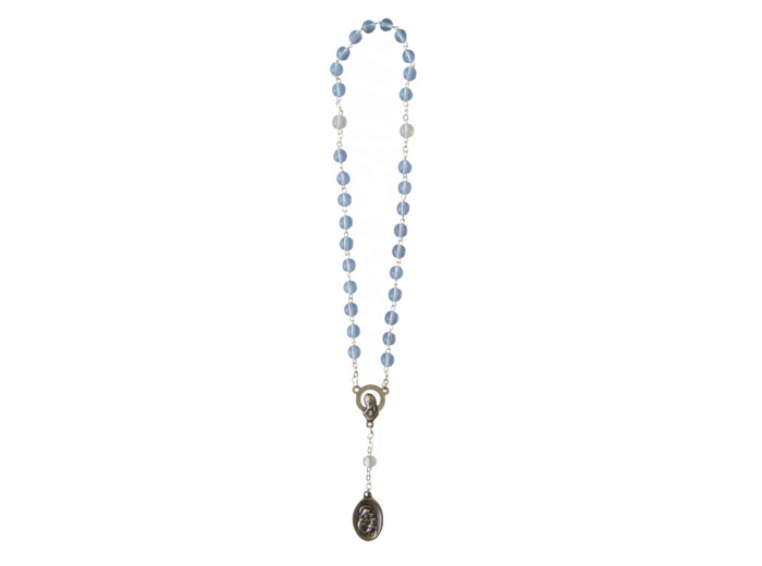 Chapelet Perles Plastique Sur Chaine Argentée -SAINT JOSEPH