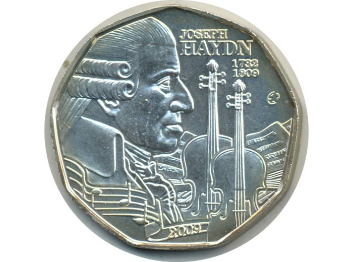 AUTRICHE 2009 5 EURO JOSEPH HAYDN B.U