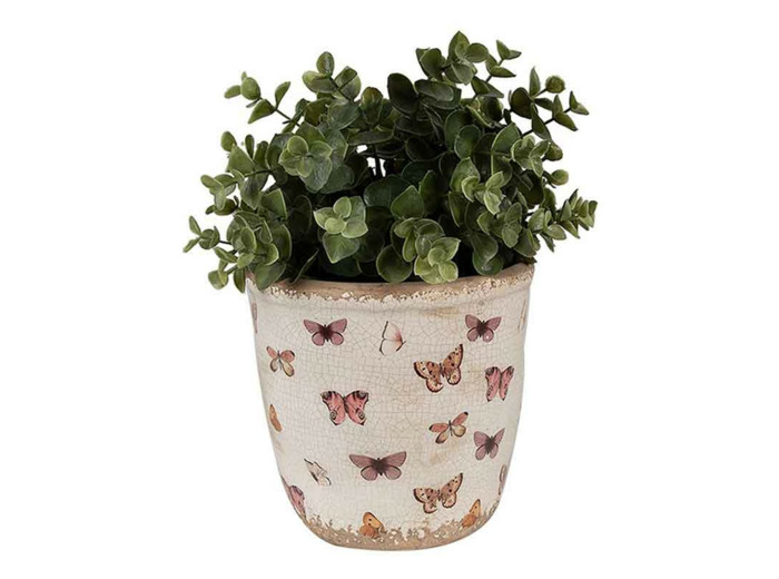 Pot de fleurs rose beige céramique 15x15x14cm