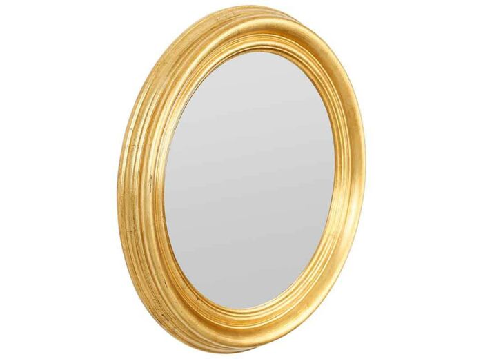 Miroir convexe Drachma rond doré bois 46cm