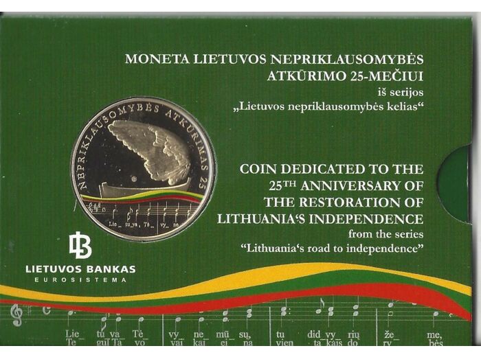 LITUANIE 2015 BE 5 EURO "25 Ans INDEPENDANCE" LITHUANIE