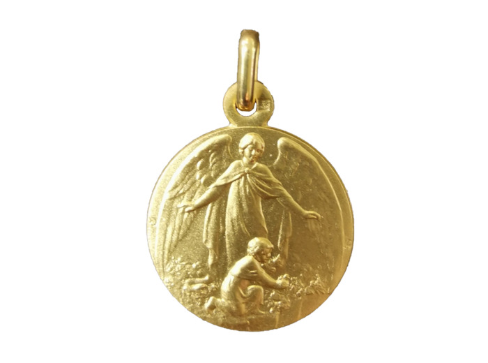 Médaille 18mm en Plaqué Or - ANGE GARDIEN