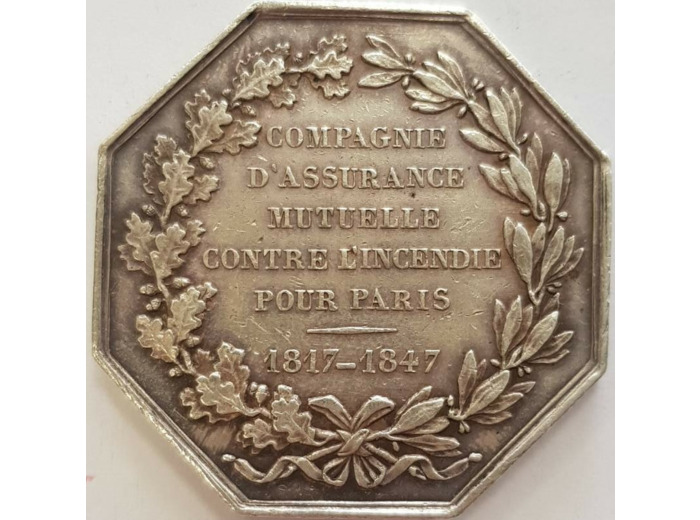 COMPAGNIE D'ASSURANCE MUTUELLE CONTRE L'INCENDIE 1817-1847 ARGENT TTB N2