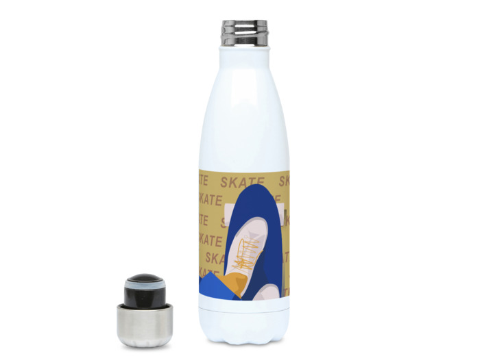 Gourde isotherme "Skate en jaune" - Personnalisable