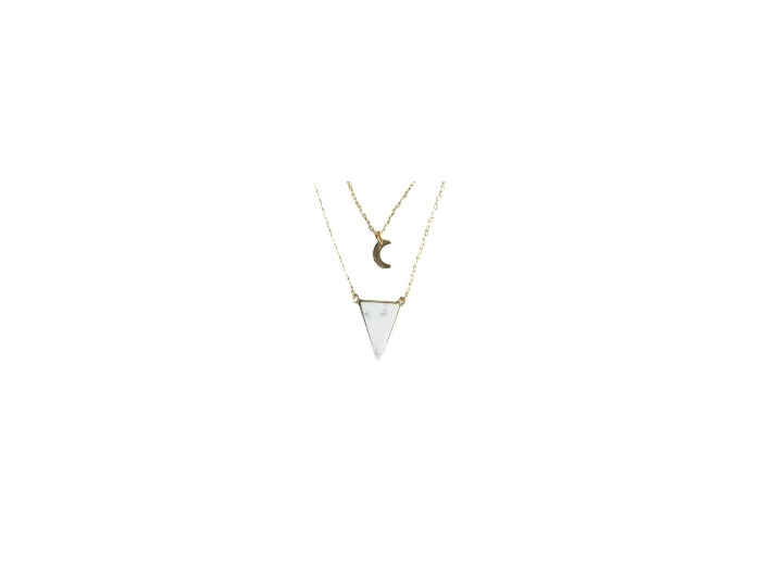 Collier Triangle et lune Howlite blanche