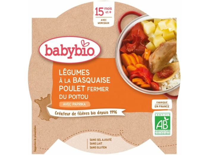 Poulet basquaise riz assiette 260g Babybio - Mon p tit plat
