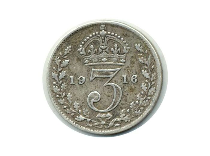 GRANDE BRETAGNE 3 PENCE 1916 GEORGES V TB+ (W813)