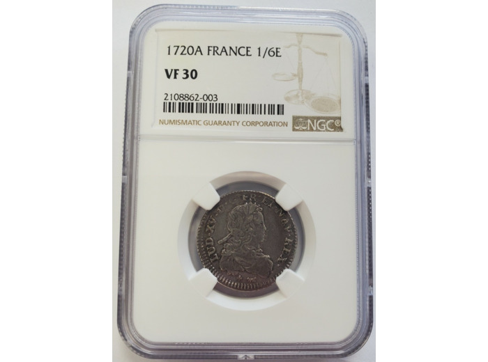 Louis XV (1715-1774) 1/6 ECU DE FRANCE 1720 A (Paris) NGC VF30